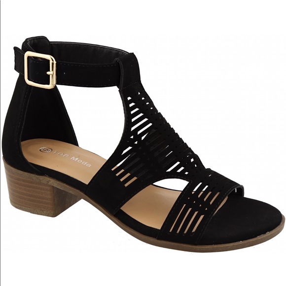 Fashion Women’s Ankle Strap Low Heel Sandal - Picture 2 of 2